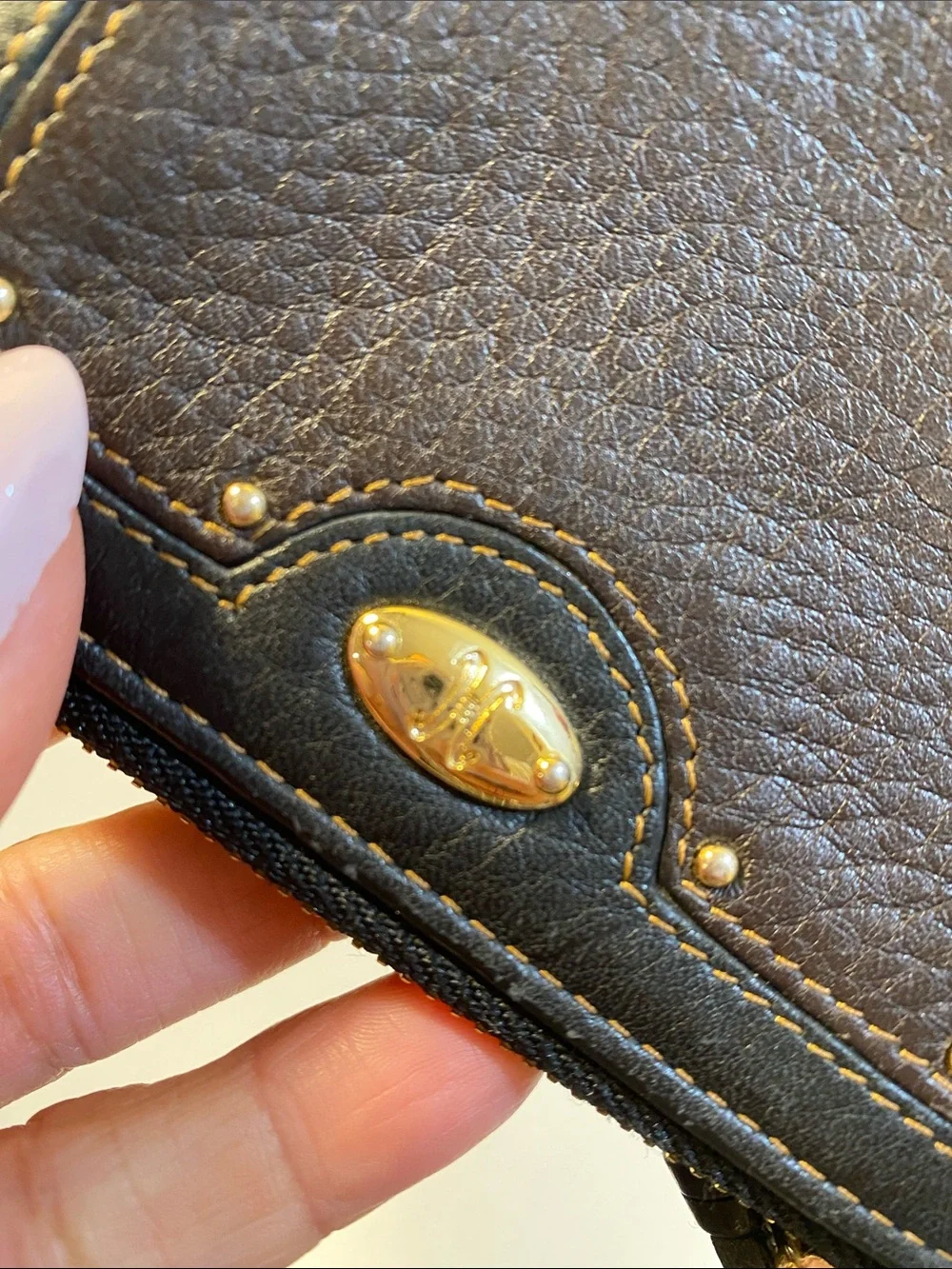 Textured Black Leather Zip Wristlet Wallet